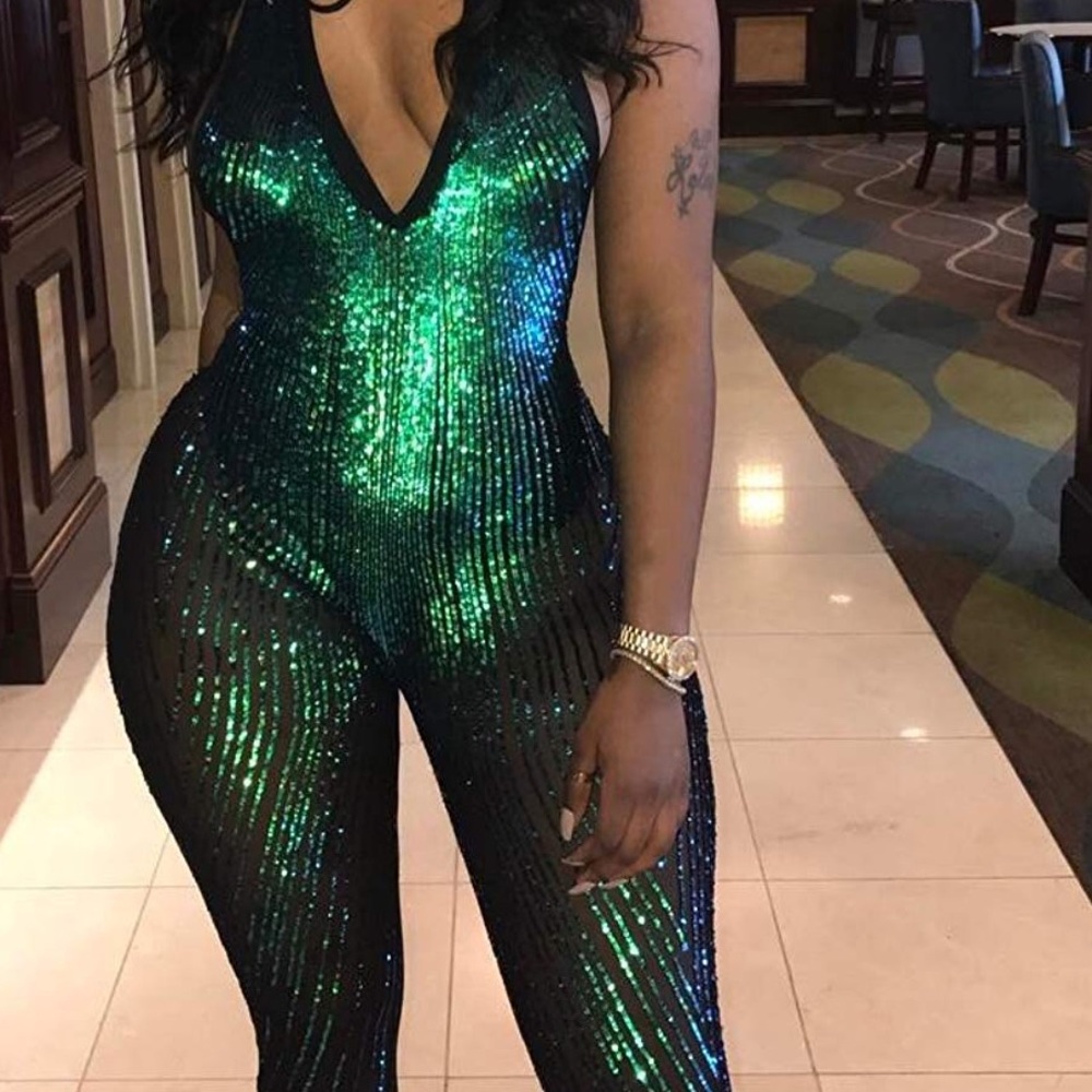Green Sequin Jumpsuit
